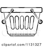 Clipart Of An Outlined Shopping Basket Royalty Free Vector Illustration