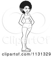 Clipart Of An Outlined Black Woman Standing In A Bikini Royalty Free Vector Illustration