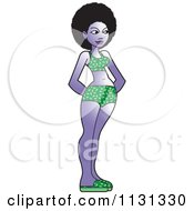 Clipart Of A Black Woman Standing In A Green Bikini Royalty Free Vector Illustration by Lal Perera