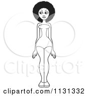 Clipart Of An Outlined Black Woman Standing In A Swimsuit Royalty Free Vector Illustration