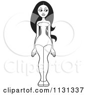 Clipart Of A Black And White Woman In A One Piece Bathing Suit Royalty Free Vector Illustration