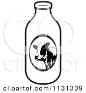 Clipart Of A Black And White Milk Bottle Royalty Free Vector Illustration by Lal Perera