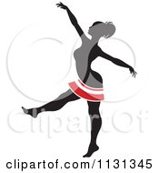 Poster, Art Print Of Silhouetted Dancer With Red And White Stripes 1