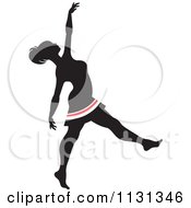 Poster, Art Print Of Silhouetted Dancer With Red And White Stripes 2