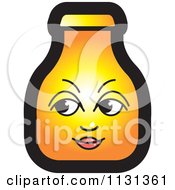 Clipart Of A Golden Bottle With A Face Royalty Free Vector Illustration