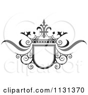 Clipart Of A Black And White Ornate Wedding Crown And Frame Royalty Free Vector Illustration