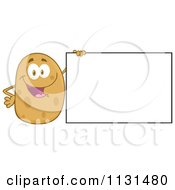 Poster, Art Print Of Happy Potato Mascot By A Sign