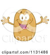 Happy Potato Mascot With Open Arms