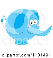 Cartoon Of A Round Blue Elephant Royalty Free Vector Clipart