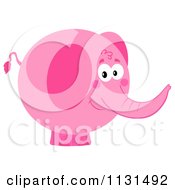 Cartoon Of A Round Pink Elephant Royalty Free Vector Clipart