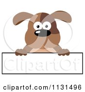 Poster, Art Print Of Brown Dog Over A Long Banner Sign