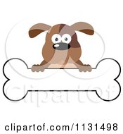 Poster, Art Print Of Brown Dog Over A Bone Banner Sign