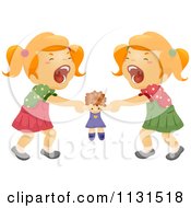 Poster, Art Print Of Twin Sisters Fighting Over A Doll