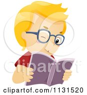 Poster, Art Print Of Boy Reading A Book With Glasses