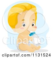 Poster, Art Print Of Blond Baby Boy Drinking From A Bottle