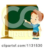 Poster, Art Print Of School Boy Pointing To A Chalk Board