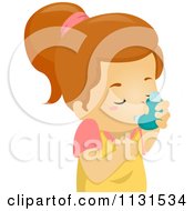 Poster, Art Print Of Girl Using An Asthma Inhaler