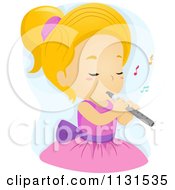 Cartoon Of A Girl Playing A Flute Royalty Free Vector Clipart