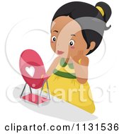 Poster, Art Print Of Pretty Black Girl Wearing Makeup And Looking In A Mirror