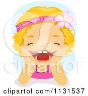 Cartoon Of A Happy Girl With Only Two Teeth Royalty Free Vector Clipart