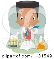 Black School Boy Mixing Chemicals In Science Class