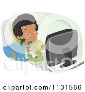 Poster, Art Print Of Boy Watching A Scary Movie