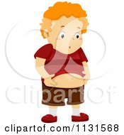 Cartoon Of A Chubby Boy Grabbing His Belly Royalty Free Vector Clipart