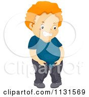 Cartoon Of A Chubby Boy Putting On His Pants Royalty Free Vector Clipart