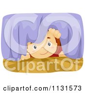 Cartoon Of A Boy Looking Under A Bed Royalty Free Vector Clipart