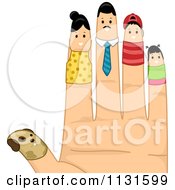 Poster, Art Print Of Hand With A Dog And Family Finger Puppets