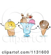 Poster, Art Print Of Happy Ice Cream Cones And Sundae