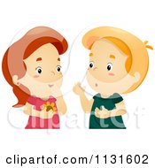 Poster, Art Print Of Boy And Girl Gossiping