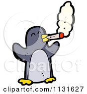 Cartoon Of A Smoking Penguin Royalty Free Vector Clipart by lineartestpilot
