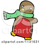Cartoon Of A Brown And Red Penguin Wearing A Scarf Royalty Free Vector Clipart