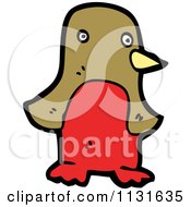 Cartoon Of A Brown And Red Penguin Royalty Free Vector Clipart by lineartestpilot