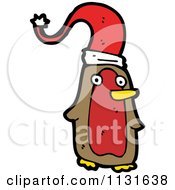 Poster, Art Print Of Brown And Red Penguin In A Santa Hat