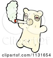 Cartoon Of A Smoking Polar Bear Royalty Free Vector Clipart by lineartestpilot