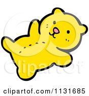 Cartoon Of A Yellow Teddy Bear Royalty Free Vector Clipart by lineartestpilot