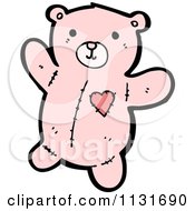 Cartoon Of A Pink Teddy Bear With A Heart Patch Royalty Free Vector Clipart