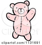 Cartoon Of A Pink Teddy Bear Royalty Free Vector Clipart by lineartestpilot