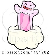 Cartoon Of A Pink Bear On A Cloud 1 Royalty Free Vector Clipart