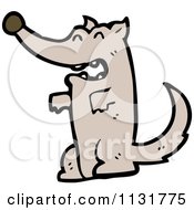 Cartoon Of A Brown Wolf Royalty Free Vector Clipart