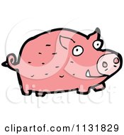 Cartoon Of A Pink Farm Pig 1 Royalty Free Vector Clipart by lineartestpilot