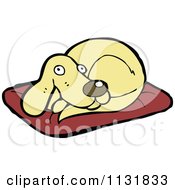 Cartoon Of A Dog Resting On A Pillow 2 Royalty Free Vector Clipart by lineartestpilot