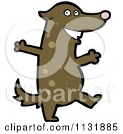 Cartoon Of A Happy Dog Walking Upright 2 Royalty Free Vector Clipart