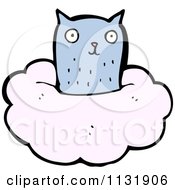 Cartoon Of A Blue Kitty In A Cloud Royalty Free Vector Clipart