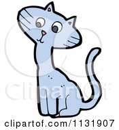 Cartoon Of A Blue Cat Sitting 2 Royalty Free Vector Clipart
