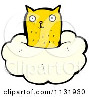 Cartoon Of A Yellow Kitty In A Cloud Royalty Free Vector Clipart