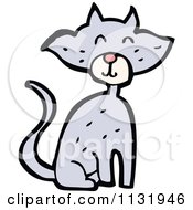 Cartoon Of A Blue Kitty Cat 6 Royalty Free Vector Clipart