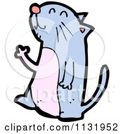 Cartoon Of A Blue Cat Walking Royalty Free Vector Clipart